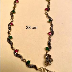 Sterling Silver Anklet with precious stone.